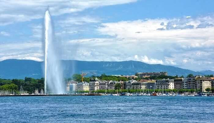 Lake Geneva is crystal clear with bluish waters