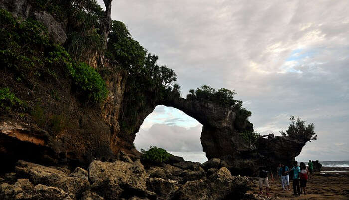 Formation of bridge through rocks