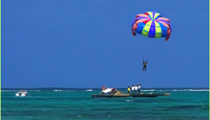 Parasailing above the sea