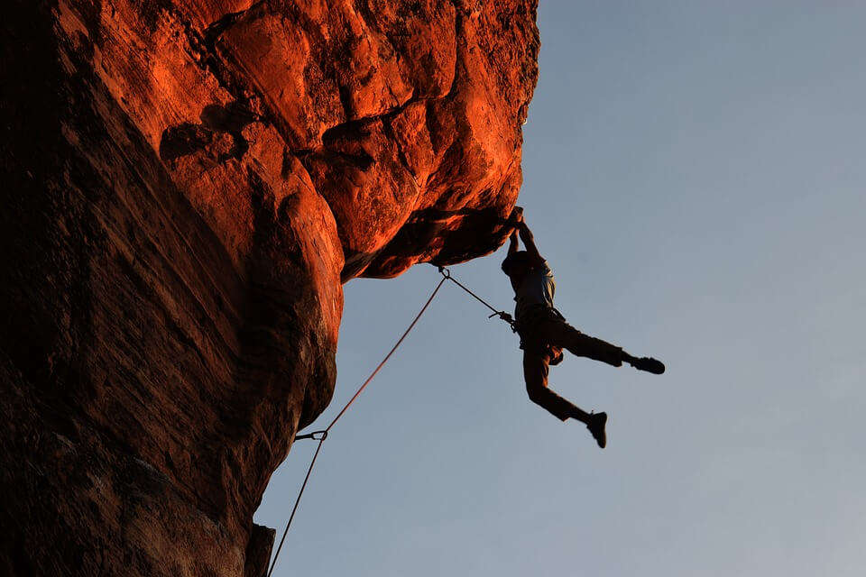 man during rock climbing