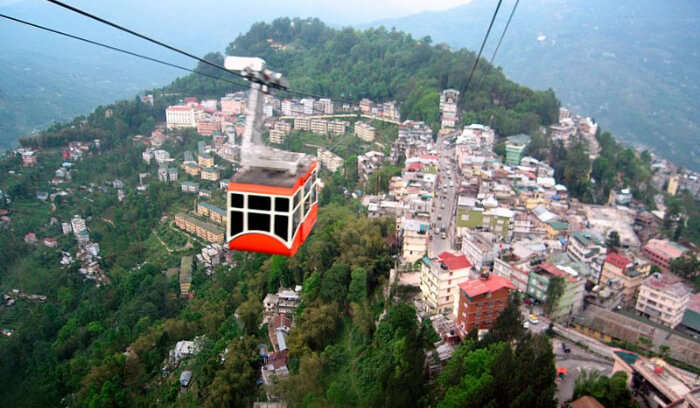 Ropeway above the buildings