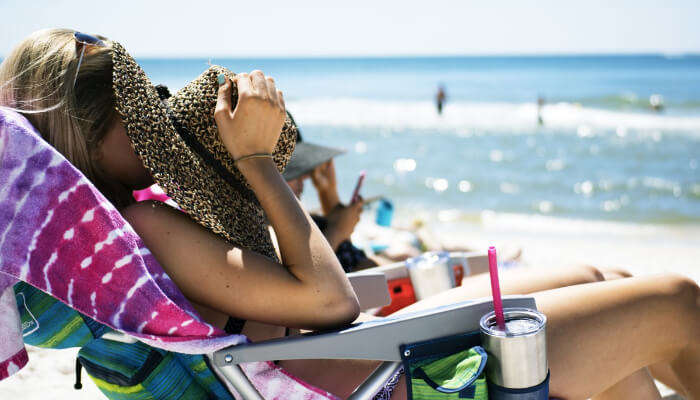 Girl taking sunbathing