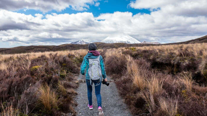 A Girl Is Trekking In a Path