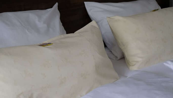 pillows on bed