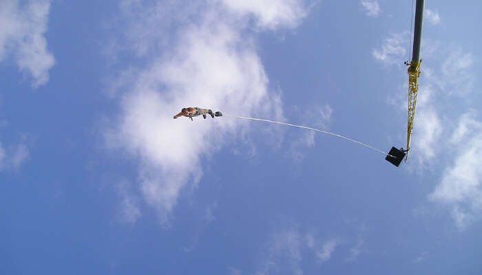 A Man Bungee Jumping