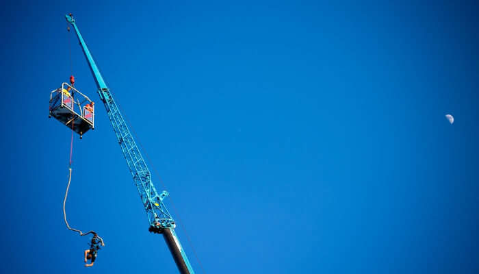 A Man Bungee Jumping