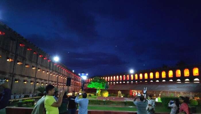light and sound show at the Cellular Jail