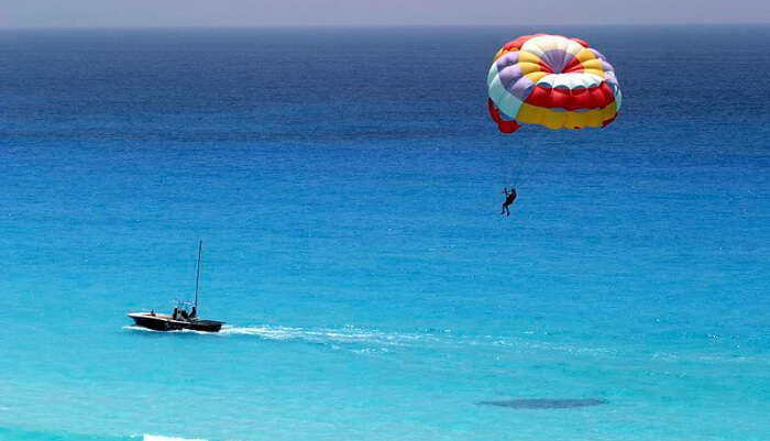 Enjoying Parasailing in Mandu