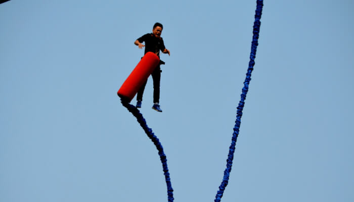 A Man Bungee Jumping