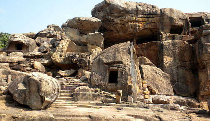 An amazing view of Khandagiri Caves which is one of the amusing places to visit in Puri