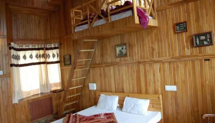 bedroom with wooden interiors