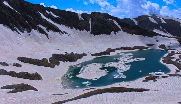 Alpather Lake in Gulmarg in summer