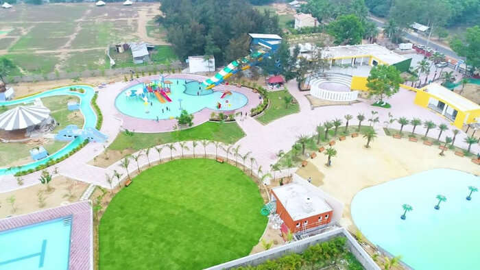 An amusing view of Blue Splash Water Park, one of the adventurous places to visit in Puri