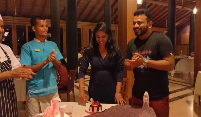 celebrating wife's birthday in the resort