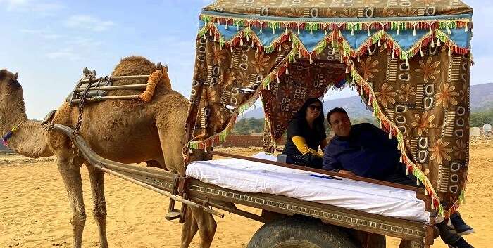 enjoying the camel ride