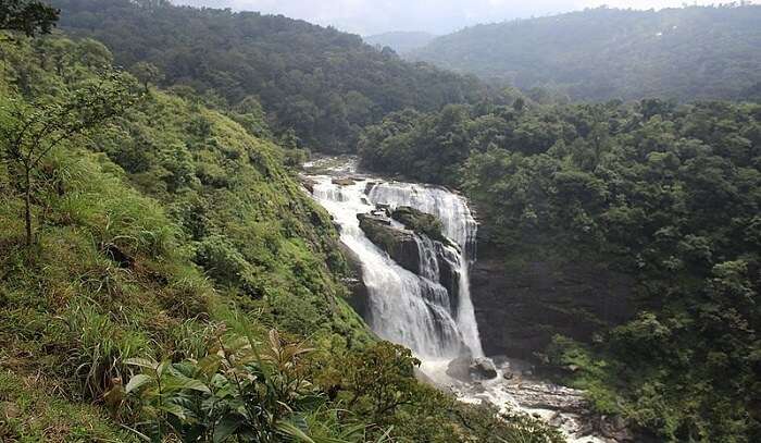 milky white water of the fall