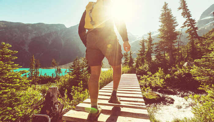 walking towards the mountain