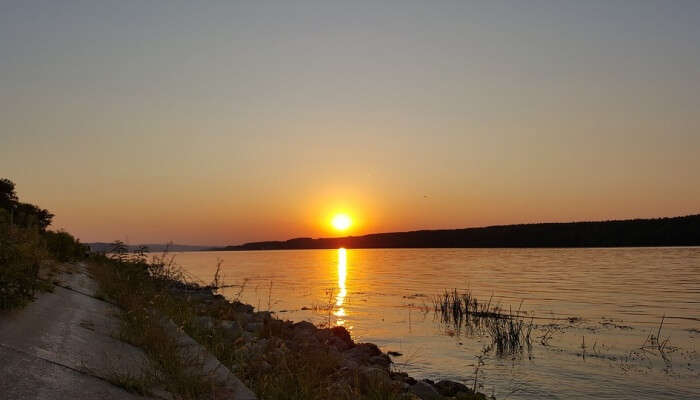 river watching the sunse