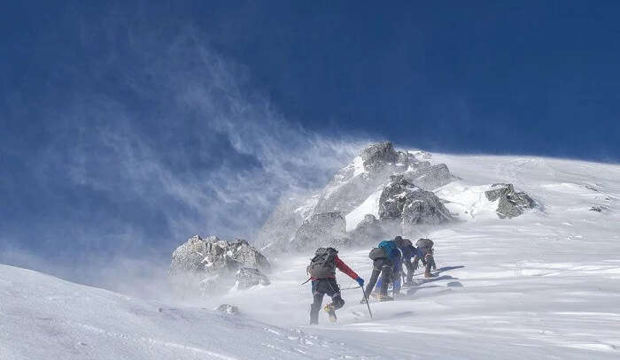 Trekking on Nepal mountains