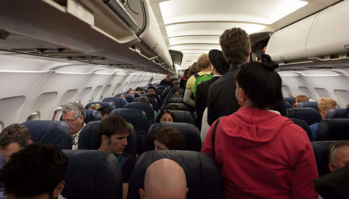 Passengers inside a plane