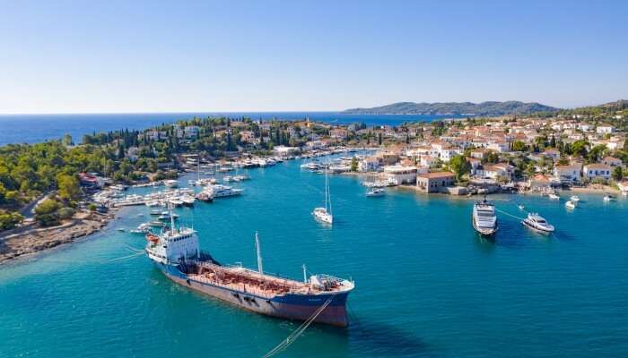 Tanker in Mpaltizas Port on Spetses, Greece