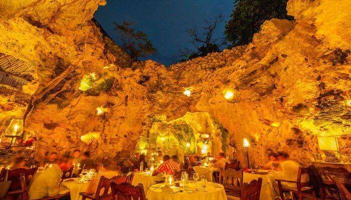 taste the dishes at the Cave Restaurant