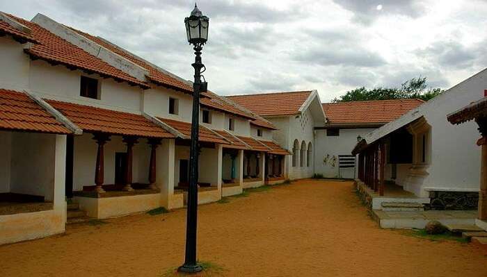 The exterior view of Dakshinachitra Museum, among the best things to do in Chennai.