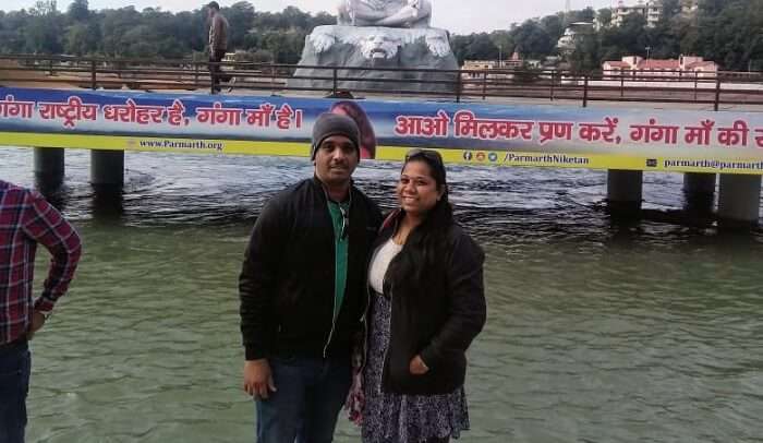 gameshan exploring rishikesh with his wife