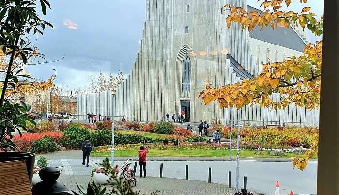 at cafe Loki overlooking the iconic Hallgrimskirkja Church