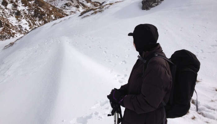 hiking in snow