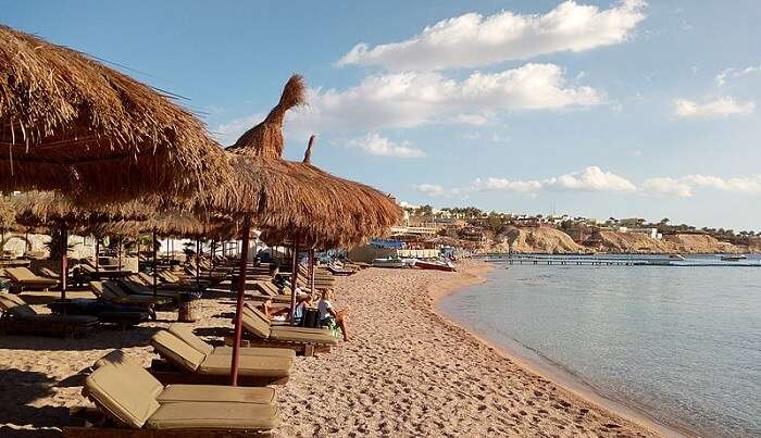 beach has sufficient area for sunbathing