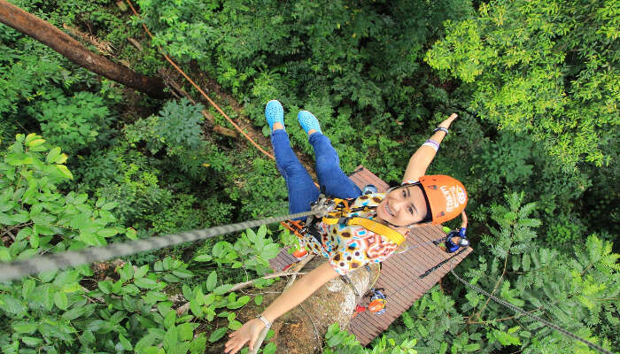 girl during zipling 