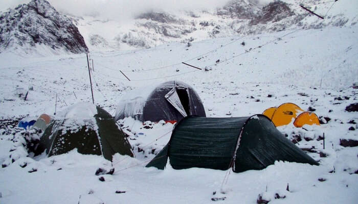 camping in snow
