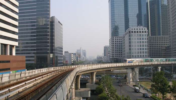 Skytrain ride in Thailand in March