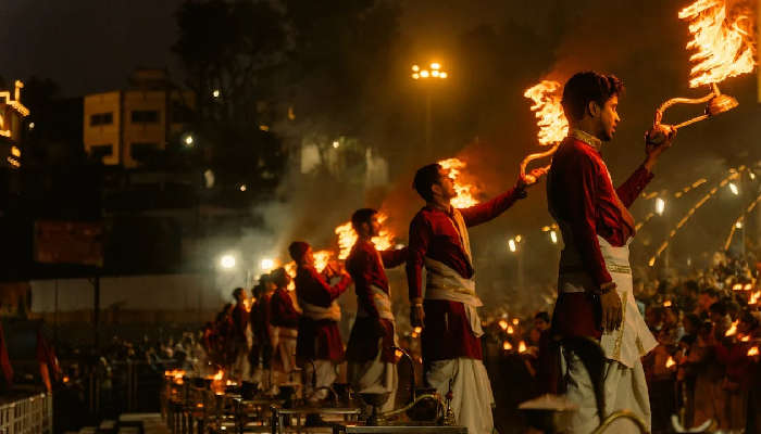 Scenic view of ganga pooja