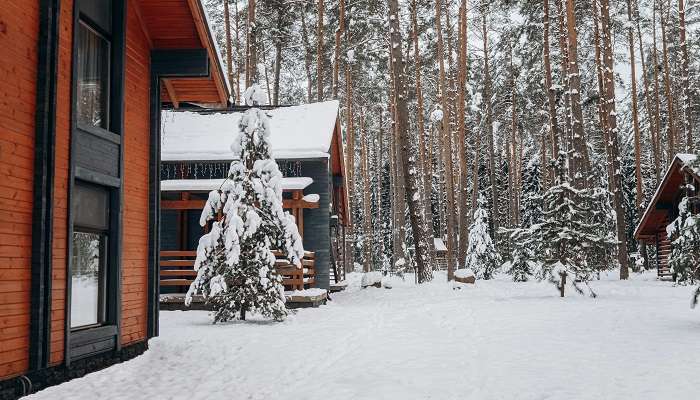 Solang Valley Resort during snowfall in Manali 