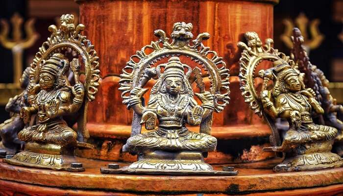 Deities in one of the temples in Trivandrum. 