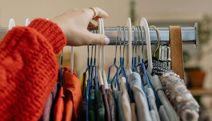 clothes on rack