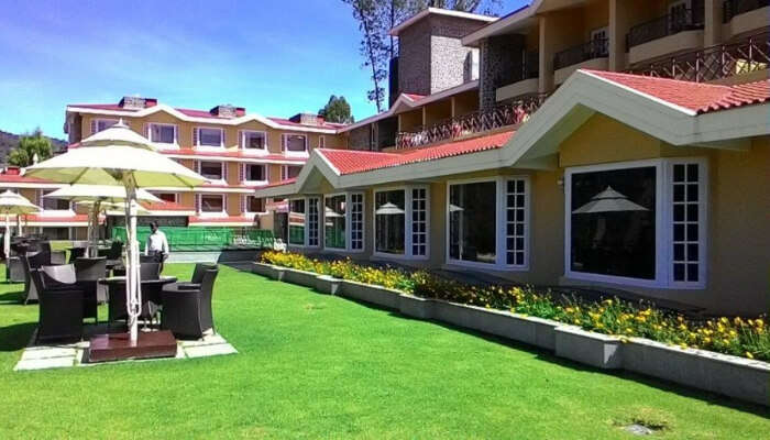 The lawns of the resort