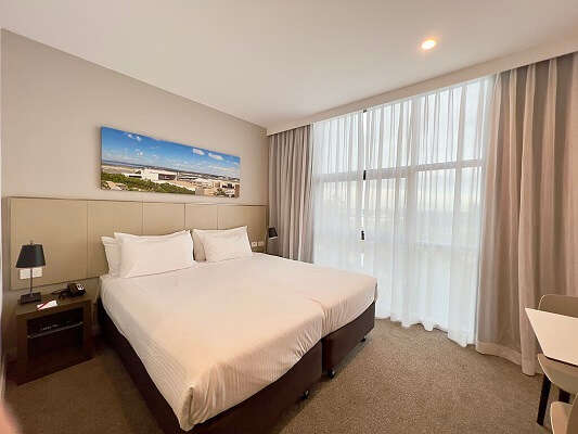 A hotel room interior