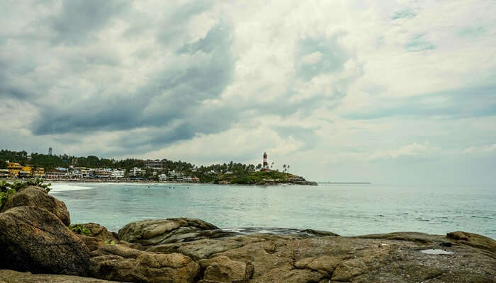 Kovalam on a beautiful rainy day- perfect for a honeymoon.