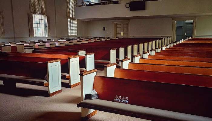 Empty pews in a cathedral