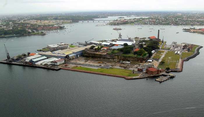 the aerial view of the island in Sydney
