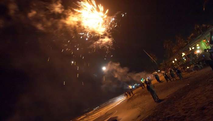 Firework show for Christmas celebration in Goa