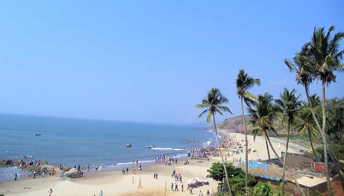 Beach view at one of the places to visit in Goa