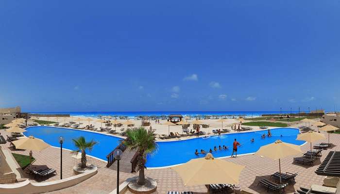 a beach side hotel that is famous fr its mezmerizing beach view and a grand pool,  perfect place to stay while enjoying your trip in Egypt. 