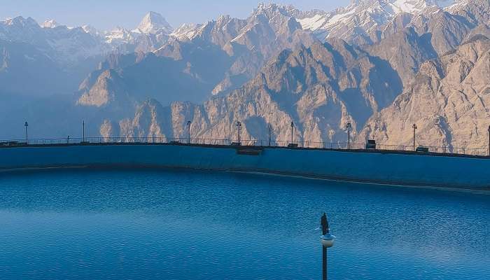 Artificial Lake in auli uttarakhand in june