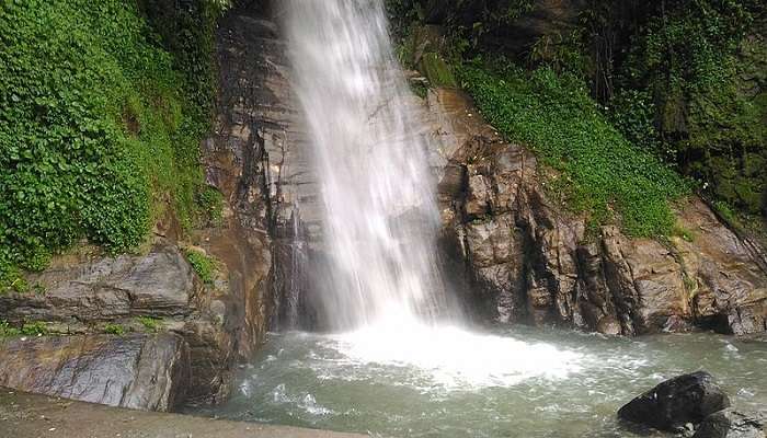 A majestic view of Banjhakri Falls