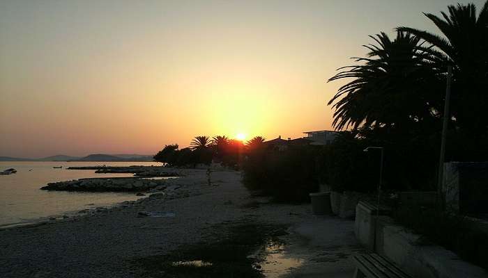 A romantic sunset beach view