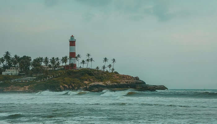 A lighthouse in Kovalam Beach